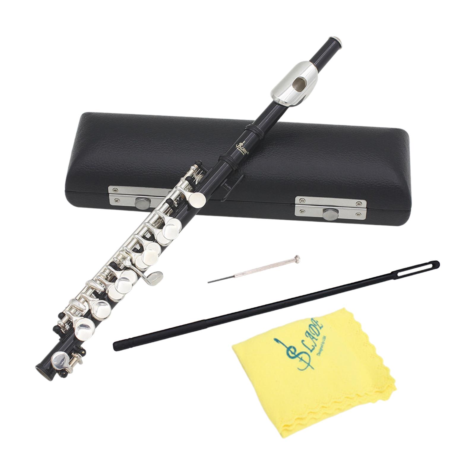 Almencla C Key Woodwind Instrument Lightweight Piccolo for Classroom Student Beginner Black